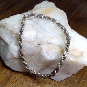 Italy Infinity Sterling Silver Rope Chain Bracelet